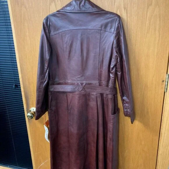 UNWORN Vintage Leather Trench Size Small Boho Spring Daily Wear NWT - Picture 2 of 11